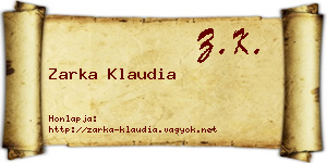 Zarka Klaudia névjegykártya